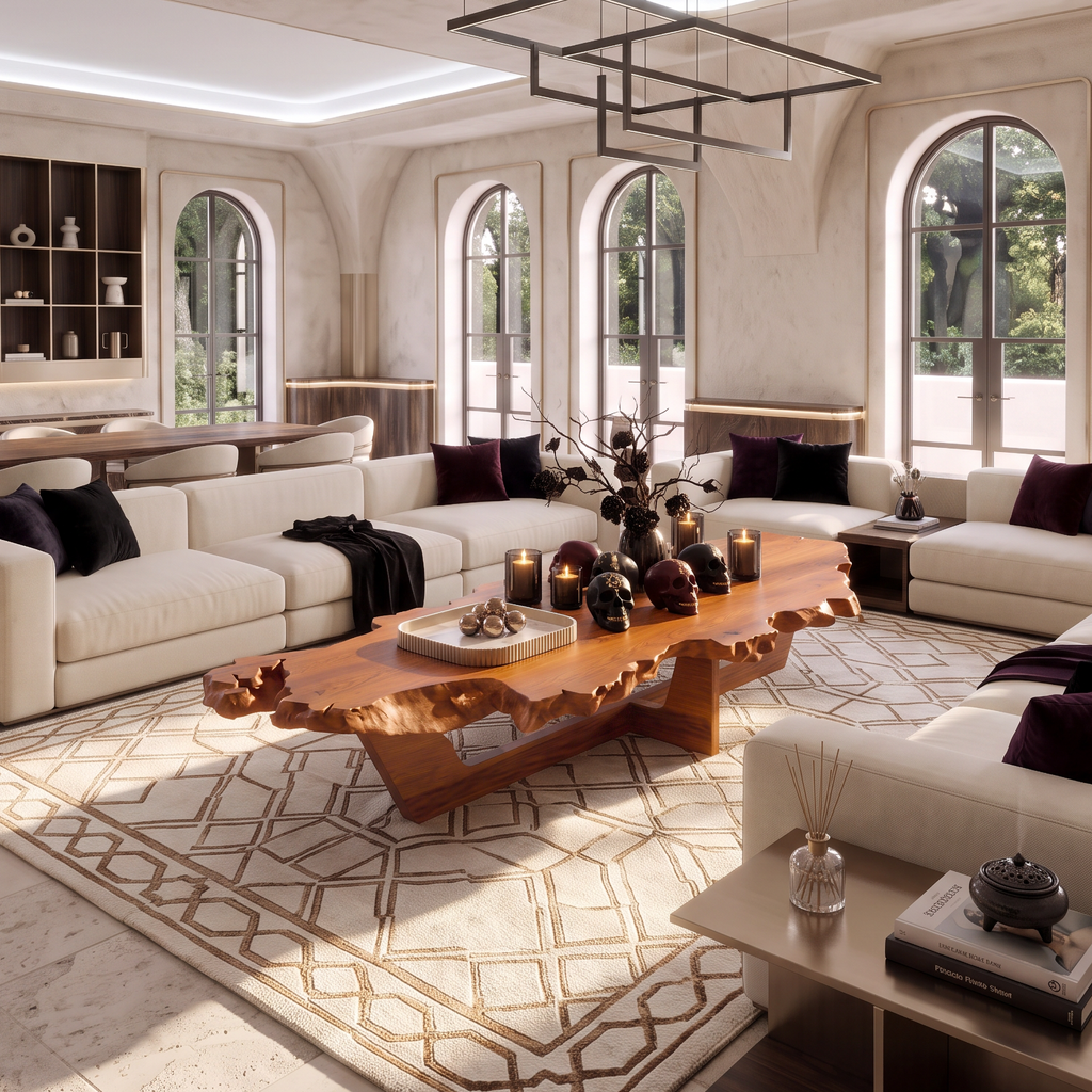 Rustic Wooden Coffee Table With Live Grain Character For Living Room