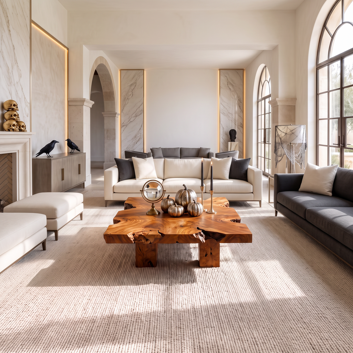 Wooden Coffee Table With Bold Natural Grain Pattern For Lounge