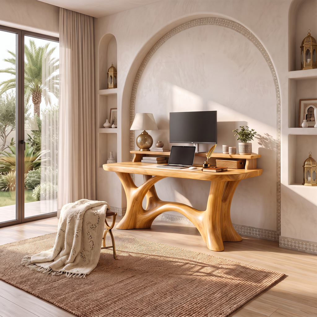 Rustic Writing Desk With Integrated Desktop Riser For Home Office