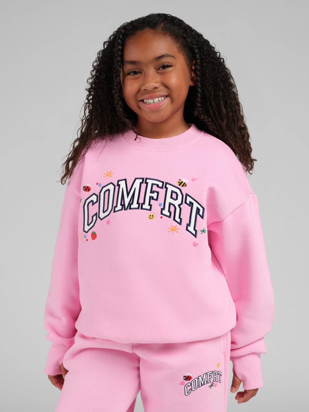 Kids Appliqué Crewneck Sweatshirt - Peony