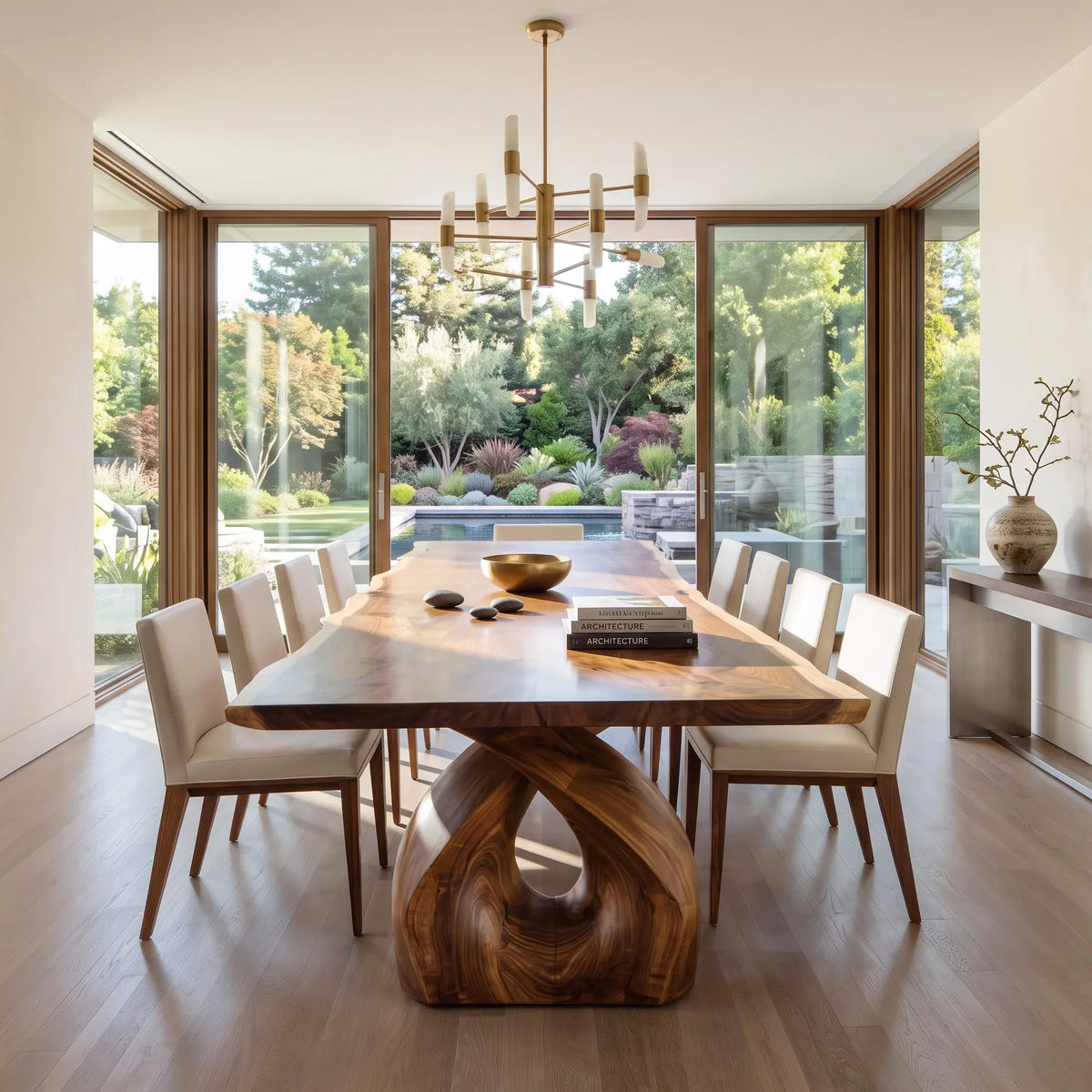 Luxury Wooden Dining Table Statement Base For Dining Room