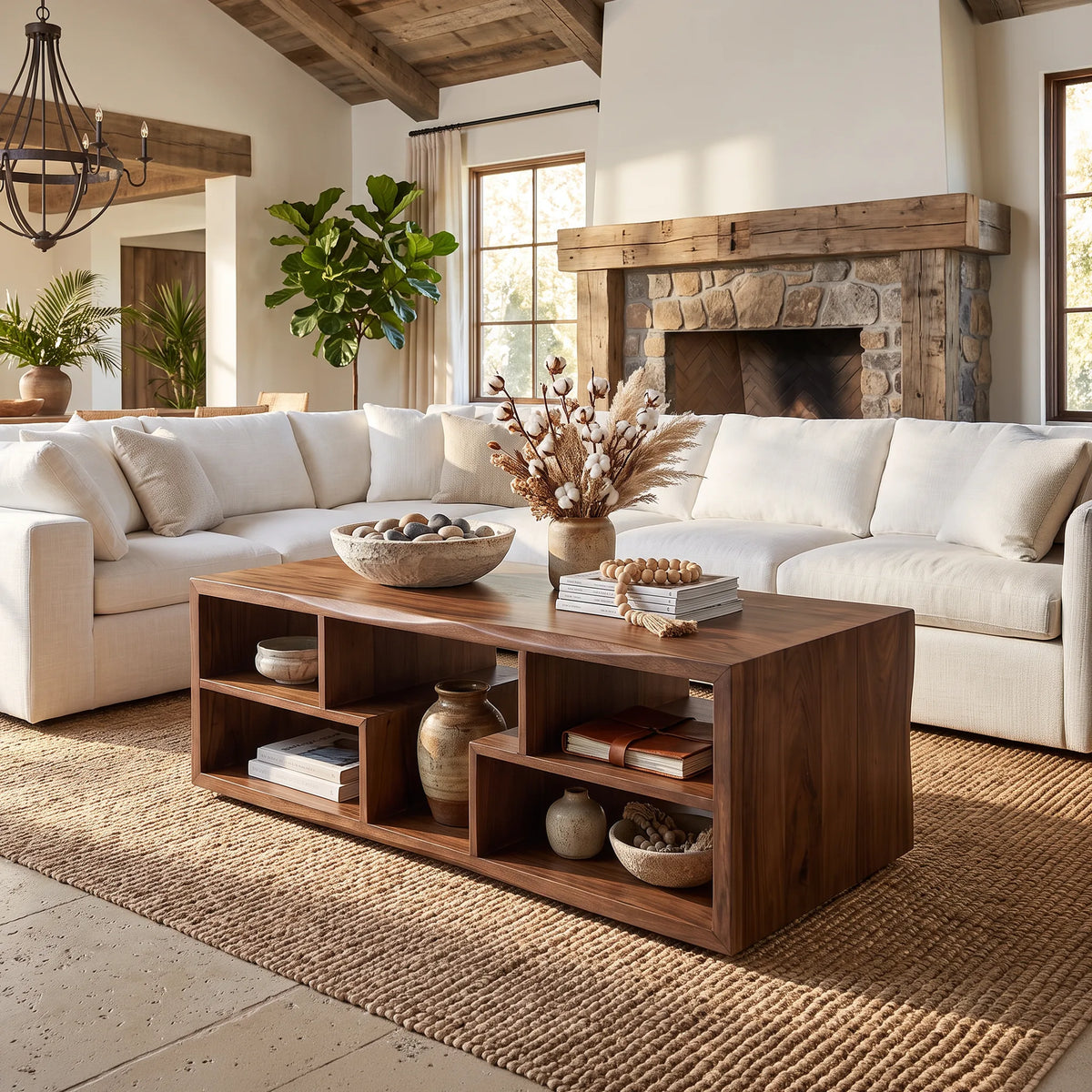 Rustic Storage Coffee Table Modern Farmhouse