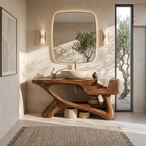 Contemporary Bathroom Vanity Flowing Frame With Drawer For Luxury Ensuite