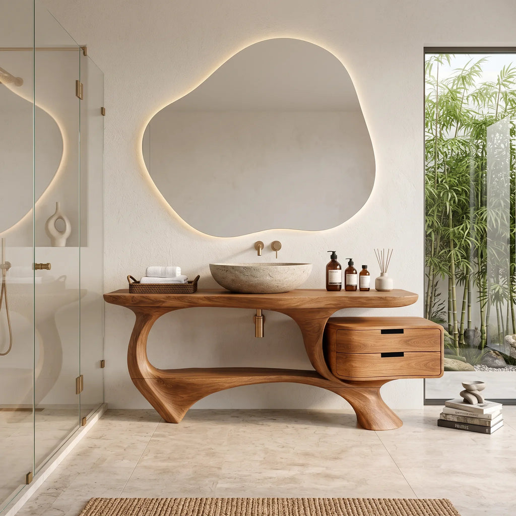 Minimal Bathroom Vanity Sculptural Loop Cabinet For Luxury Homes