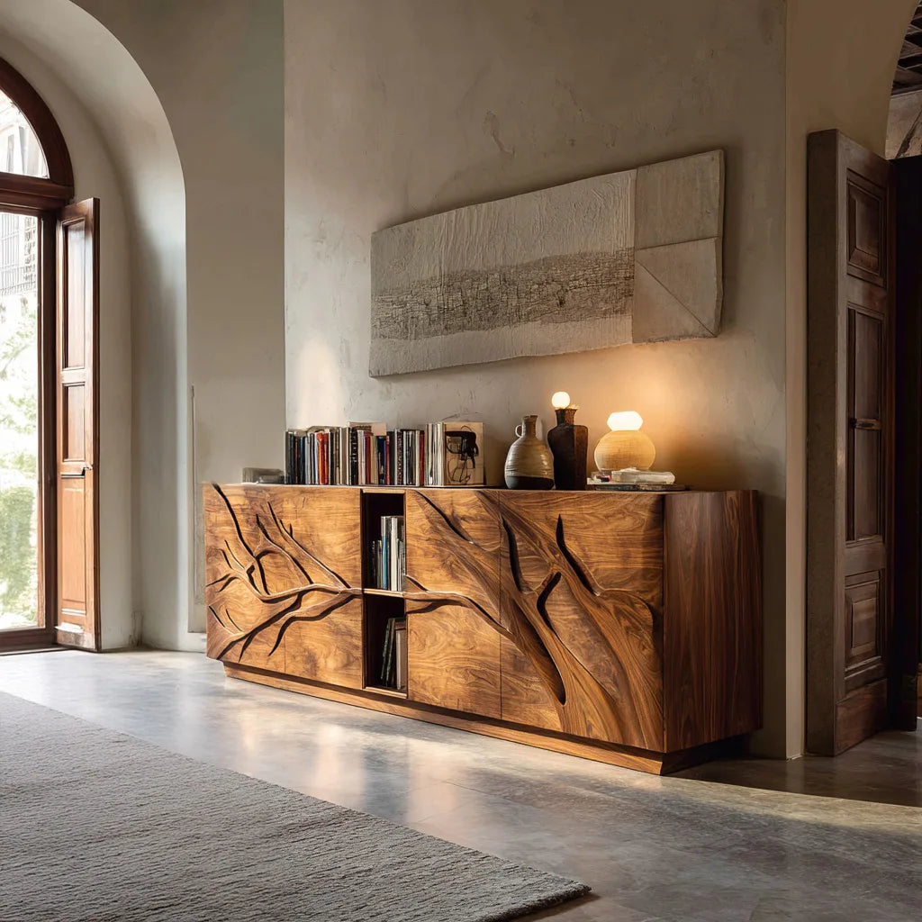 Modern Branch Carved Sideboard For Living Room