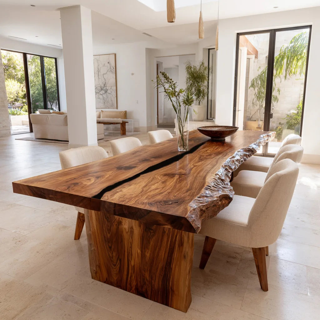 Rustic Natural Wood Dining Table Live Edge For Dining Room