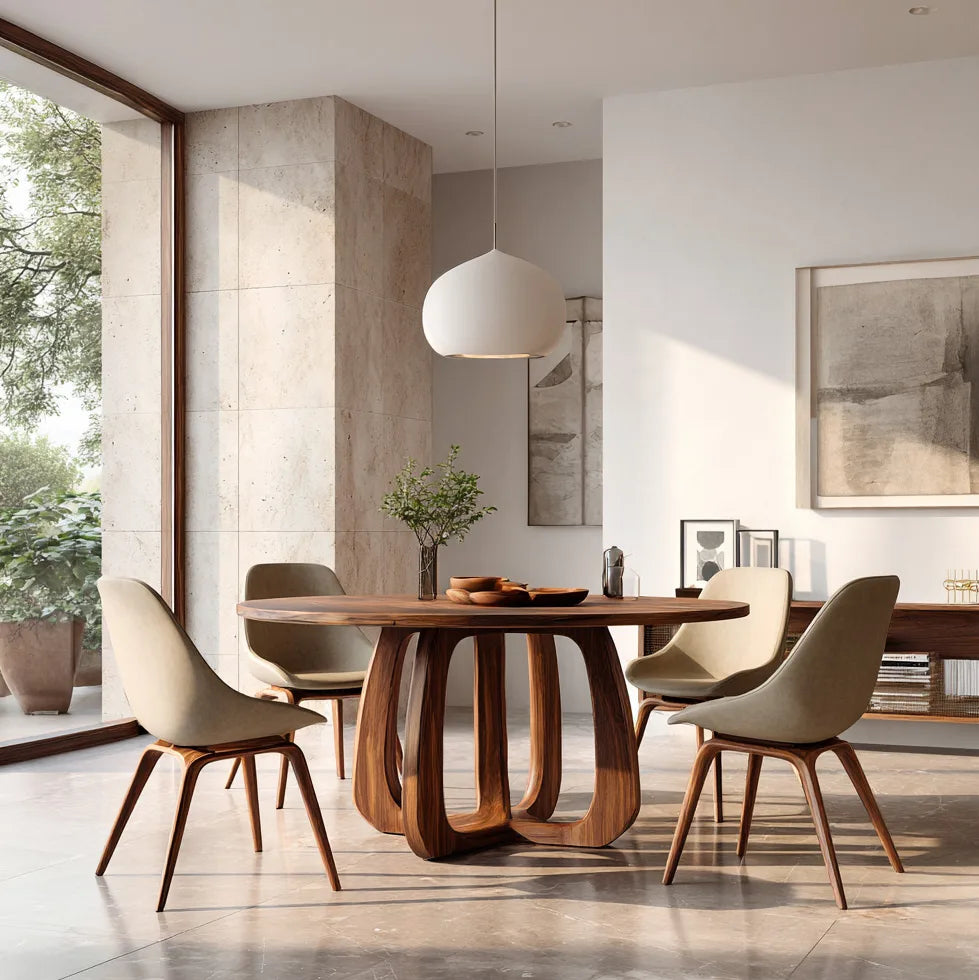Modern Sculpted Loop Round Dining Table For Dining Room
