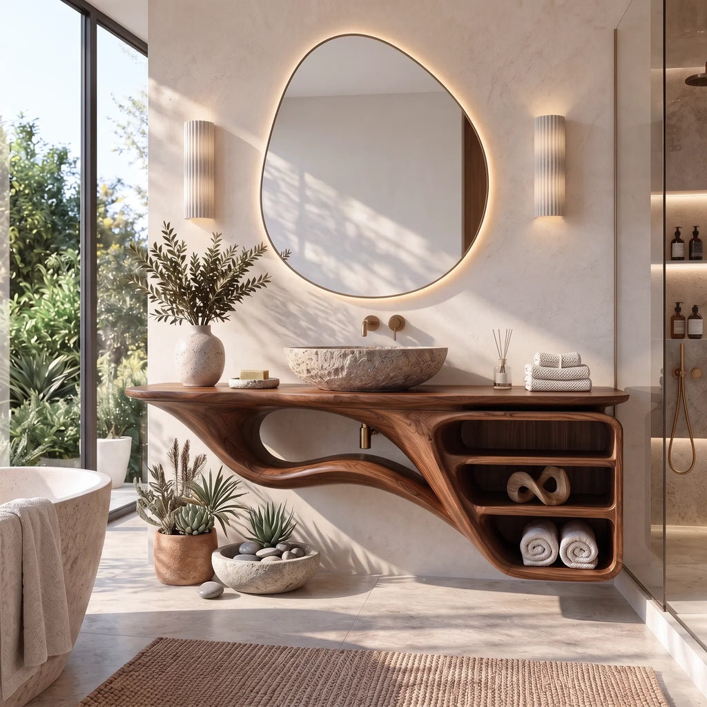 Artisan Floating Bathroom Vanity Flowing Shelves For Luxury Bathroom