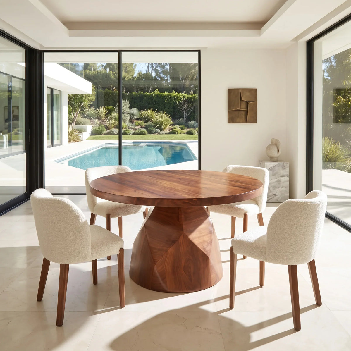 Modern Ribbon Base Round Dining Table For Dining Room