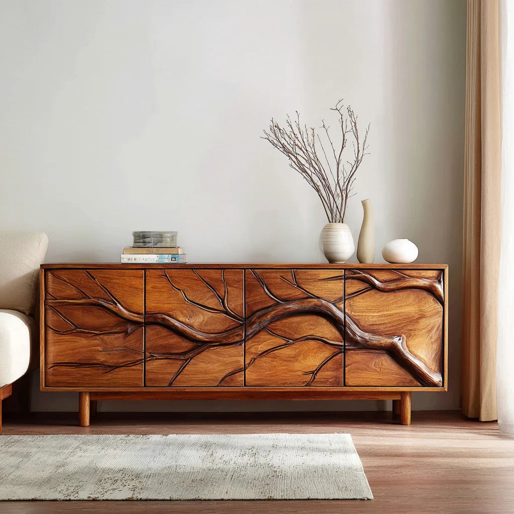 Modern Branch Carved Sideboard For Dining Area