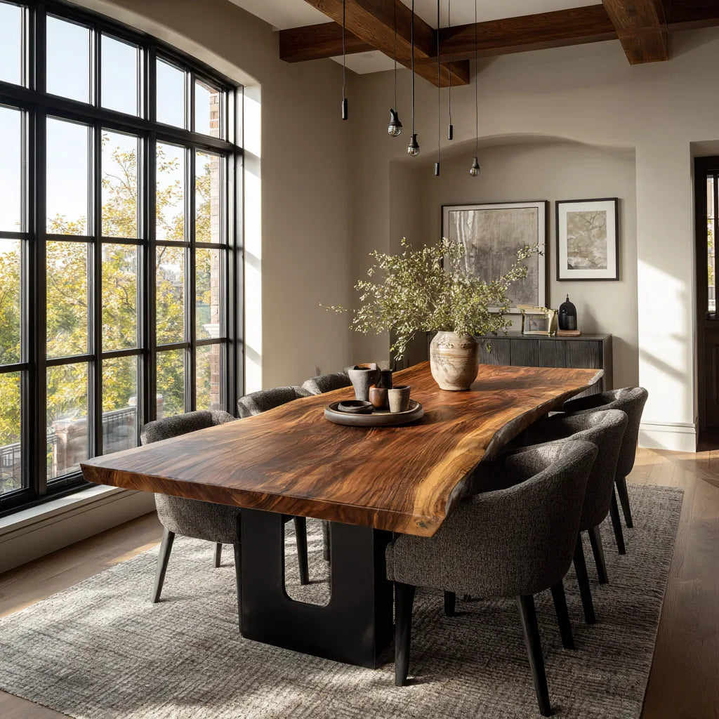 Modern Live Edge Dining Table Wood Slab For Dining Room