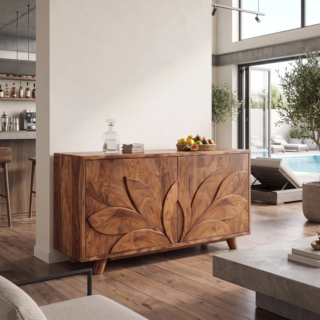 Organic Carved Sideboard Cabinet Living Room