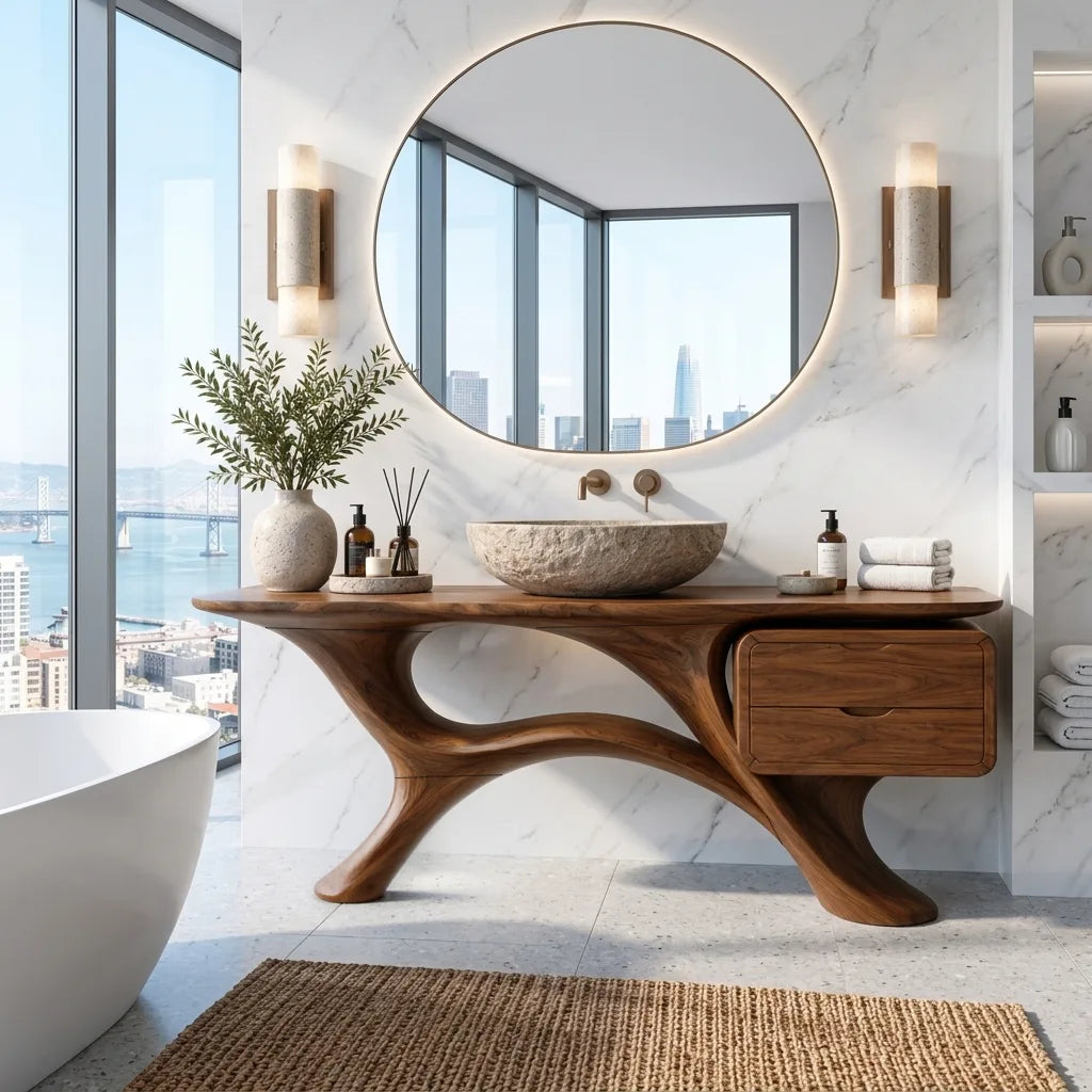Modern Bathroom Vanity Branch Base With Drawers For Designer Homes