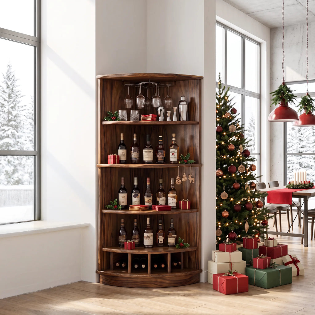 Handcrafted Xmas Corner Wine Cabinet Dining Room