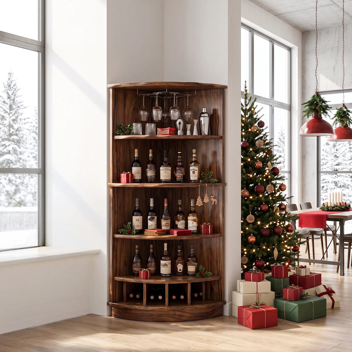 Handcrafted Xmas Corner Wine Cabinet Dining Room