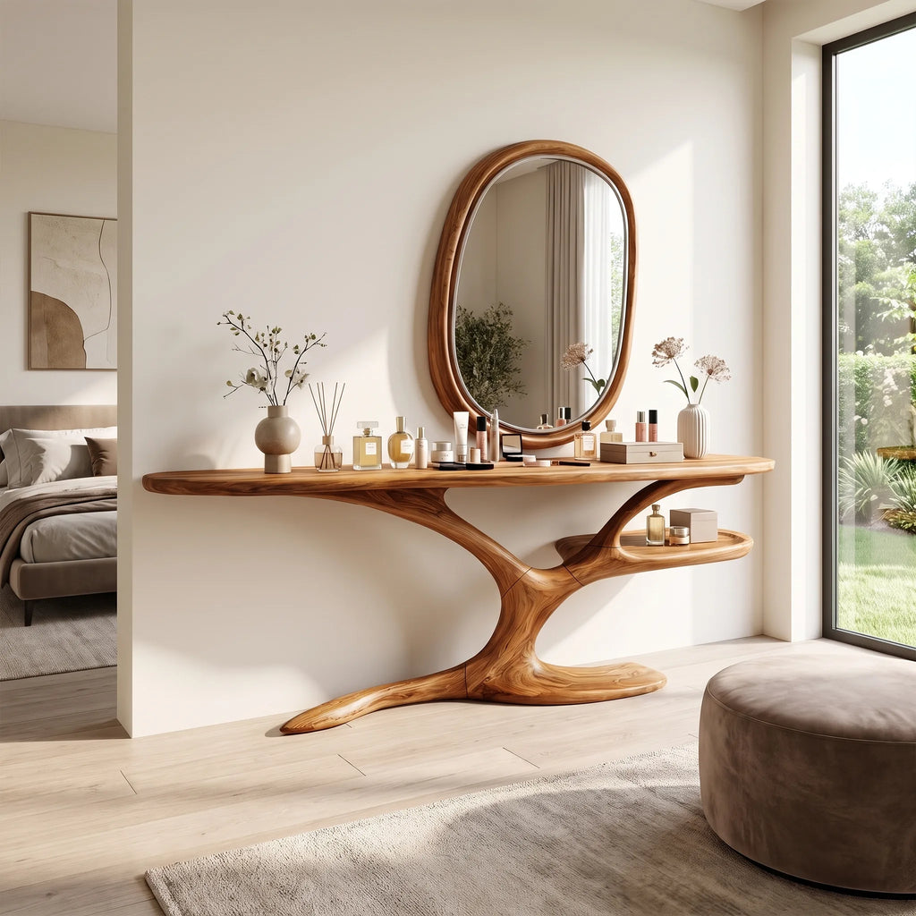 Serene Makeup Vanity Vanity Desk Sculptural Branch Base For Bedroom