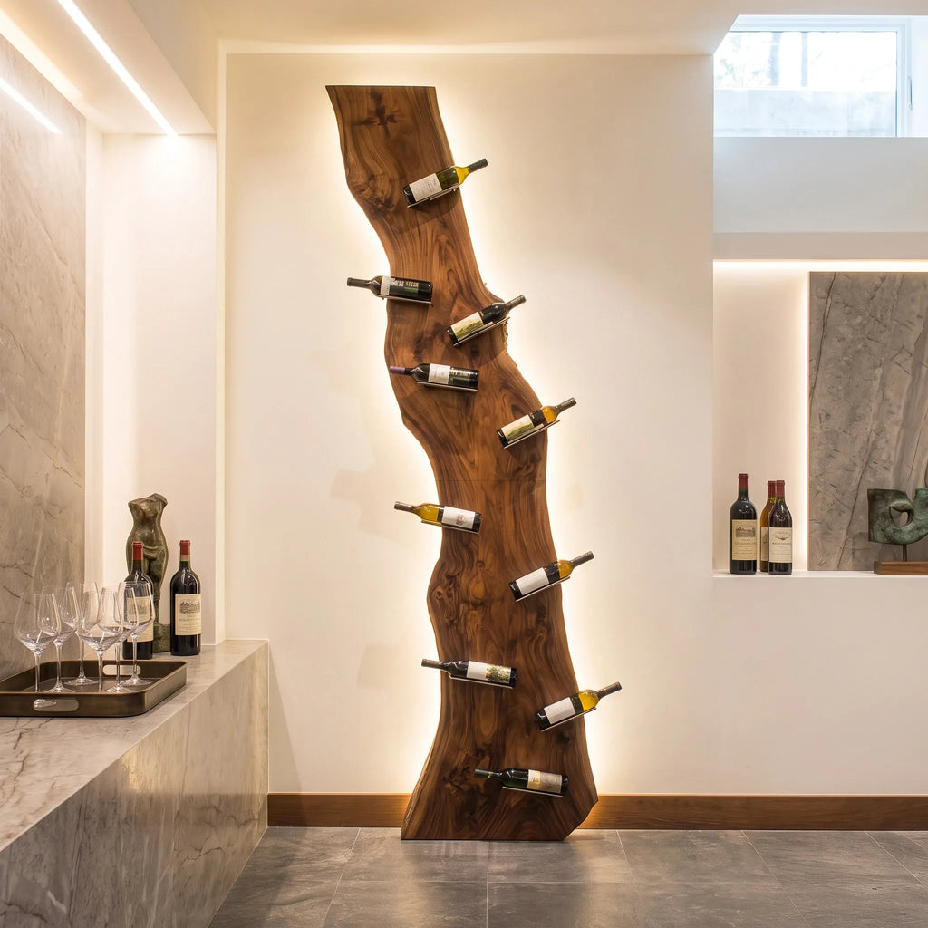 Modern Live Edge Wine Rack For Home Bar