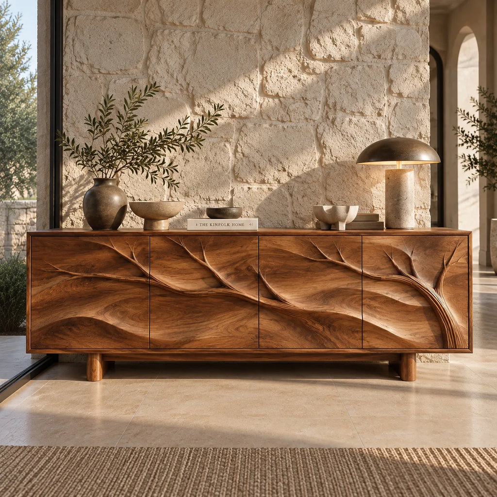 Contemporary Branch Carved Sideboard For Dining Room