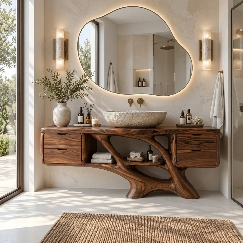Contemporary Bathroom Vanity Flowing Base With Drawer For Luxury Homes