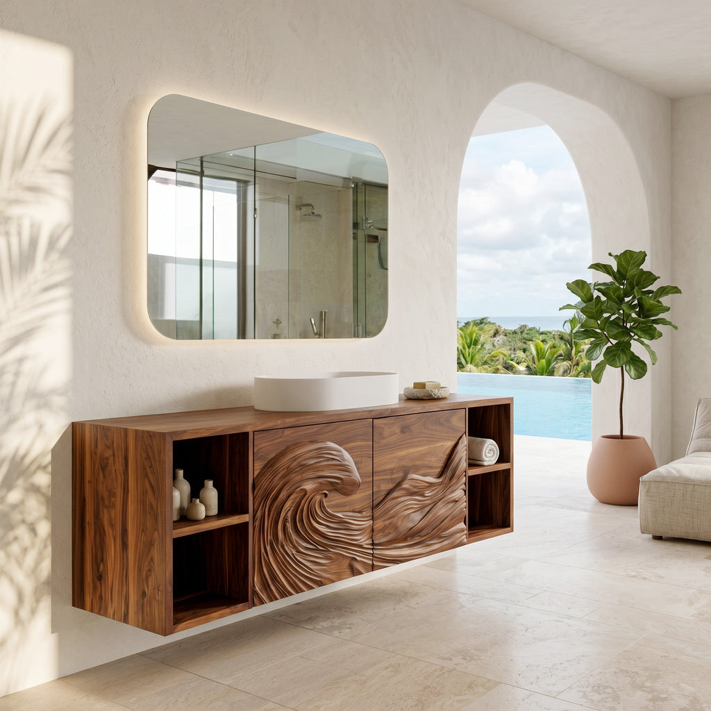 Modern Ocean Wave Bathroom Vanity For Contemporary Bathroom