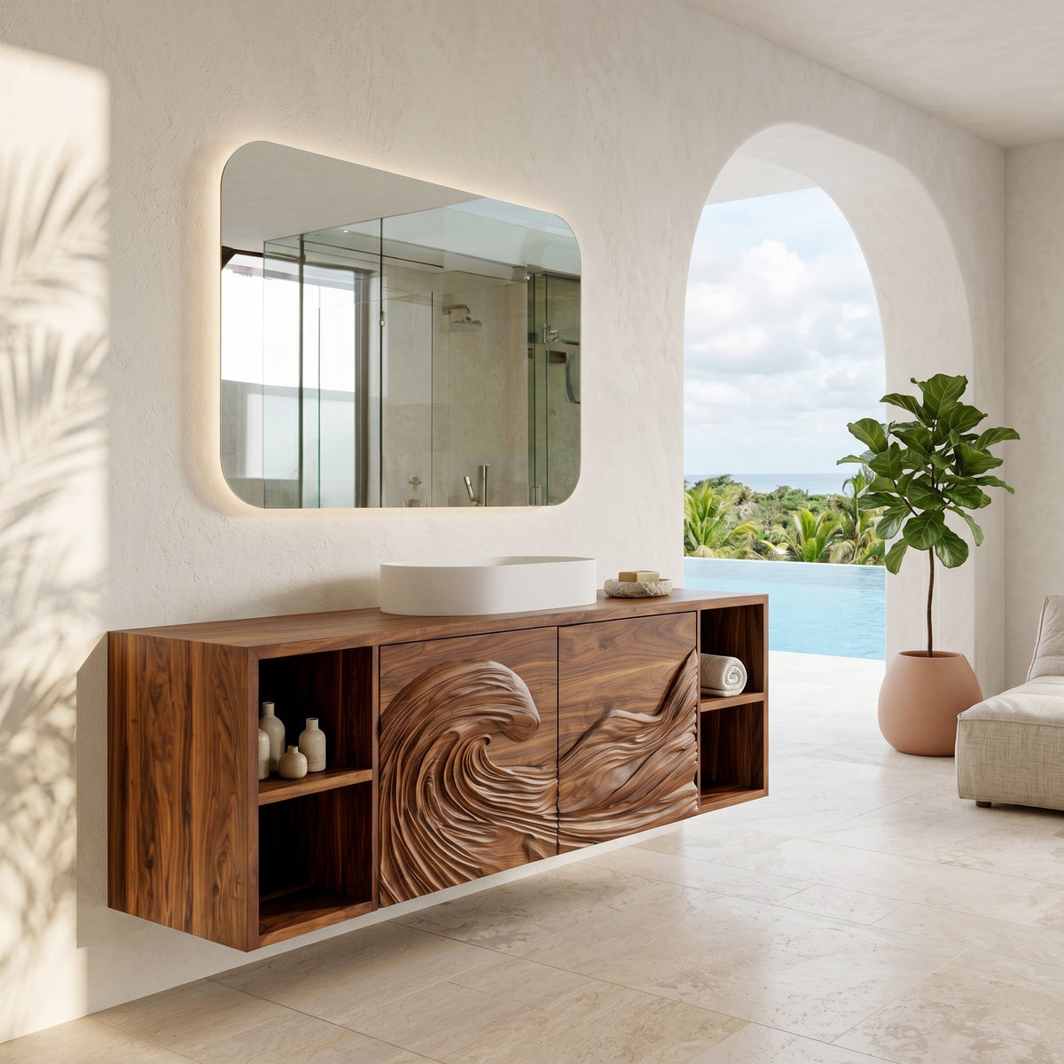 Modern Ocean Wave Bathroom Vanity For Contemporary Bathroom