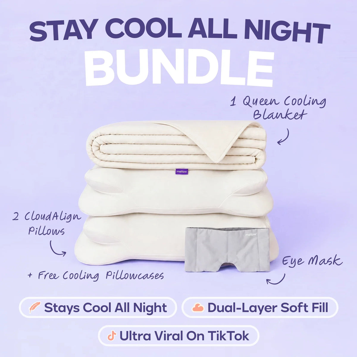 Cooling Comforter, 2 Pillows and Eye Mask Set