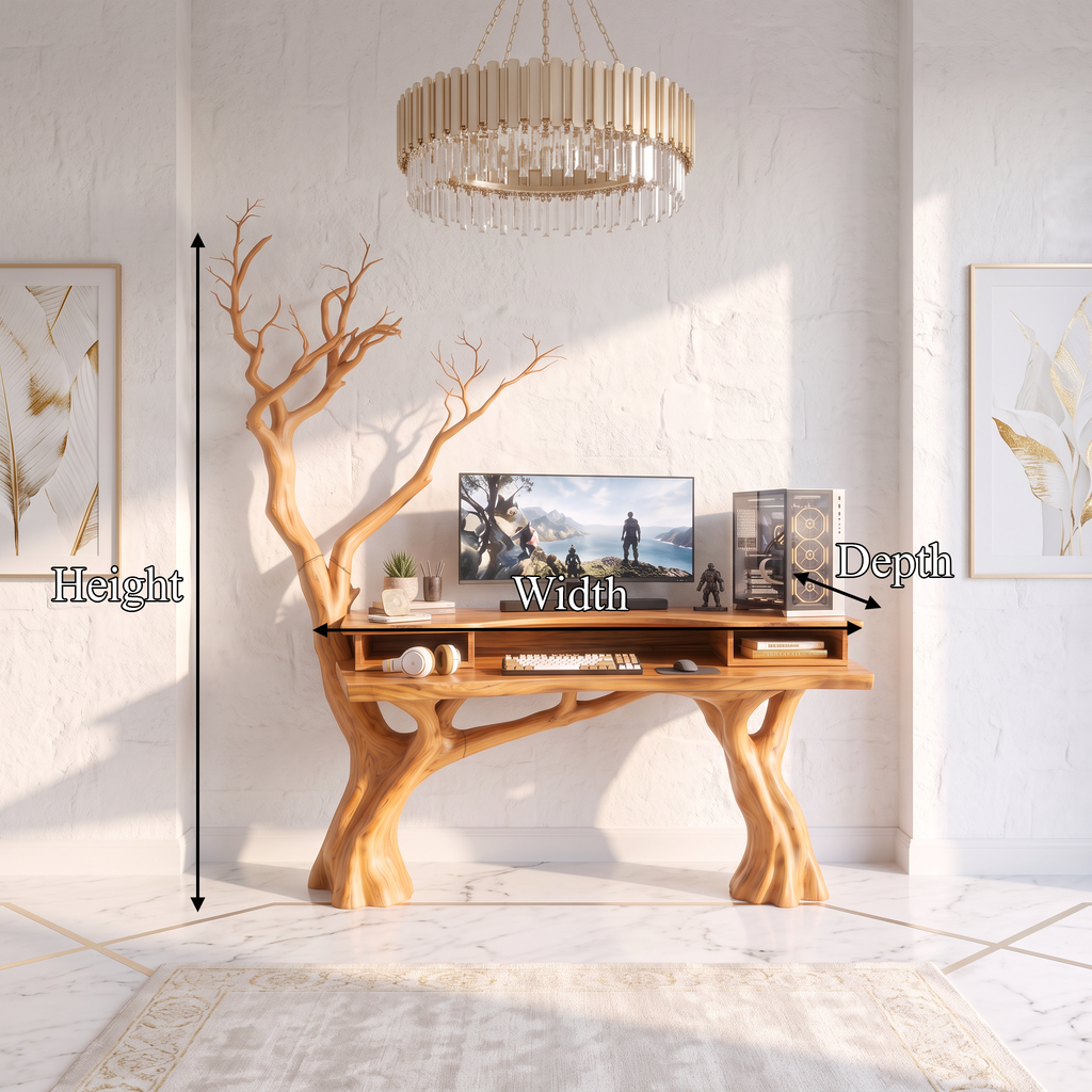 Organic Office Desk With Branch Inspired Frame For Home Office