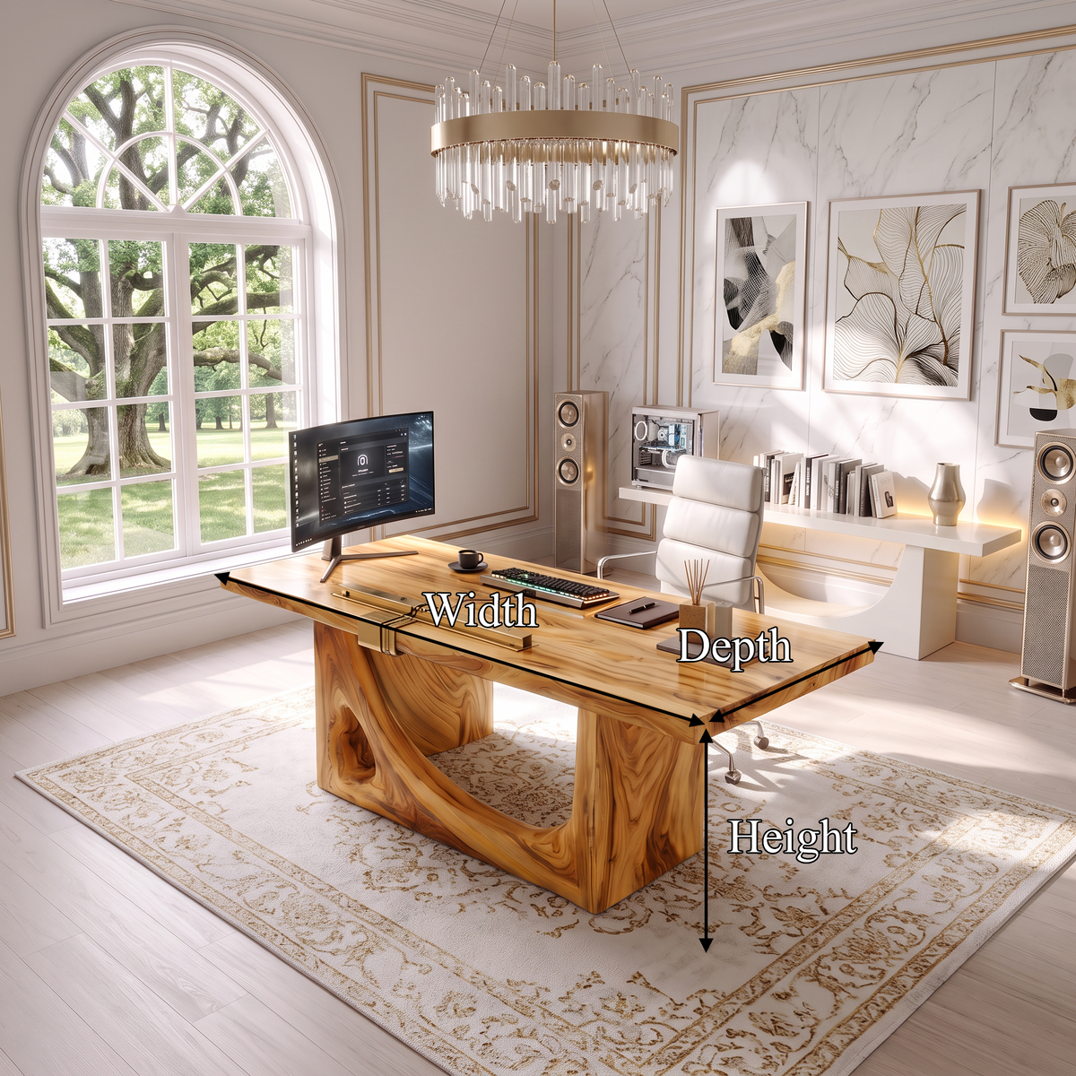 Modern Standing Desk With Natural Grain Surface For Office