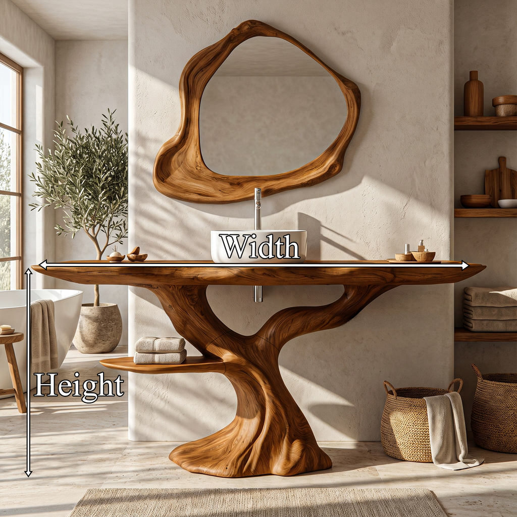 Rustic Bathroom Vanity With Bold Tree Root Design For Bathroom