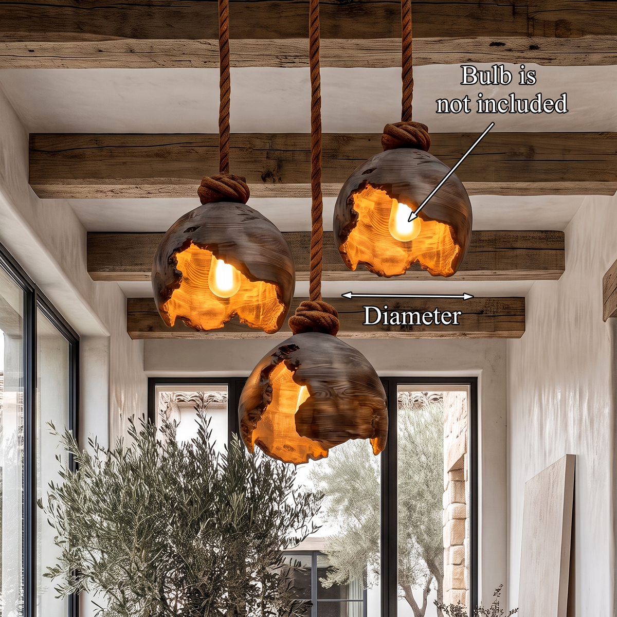 Minimalist Pendant Lamp With Sculptural Wood Design For Living Room