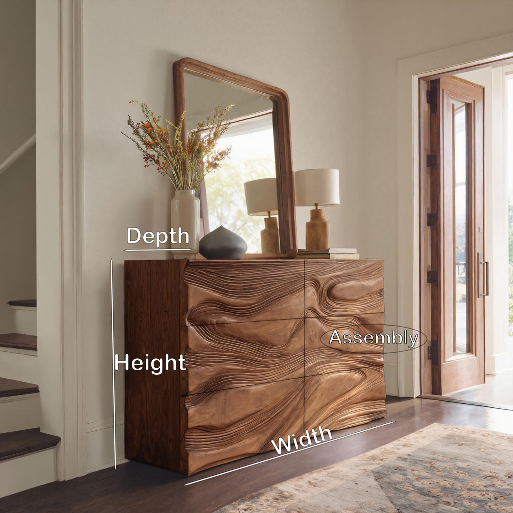 Contemporary Sculptural Carved Dresser For Living Room