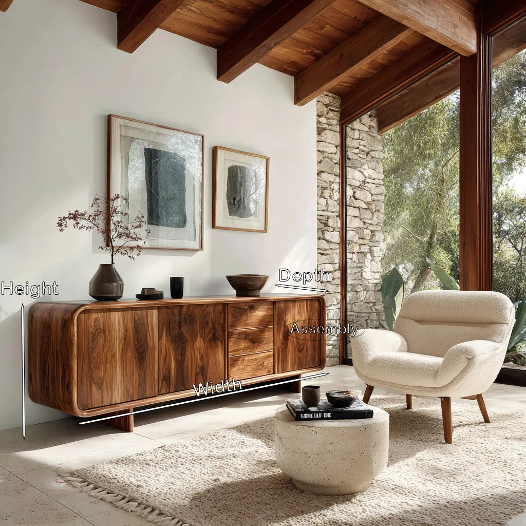 Contemporary Rounded Storage Sideboard For Living Room