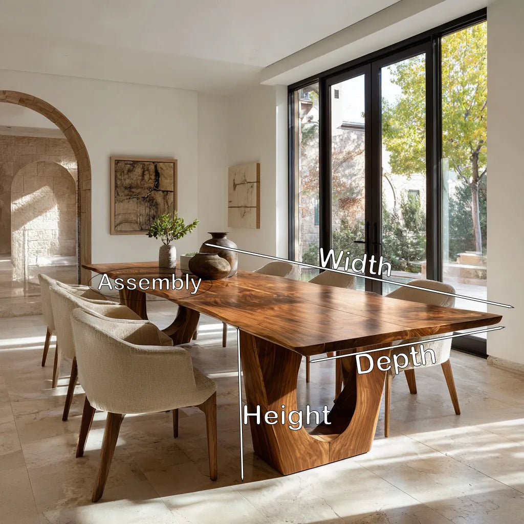 Modern Live Edge Wood Dining Table Sculptural Base For Dining Room