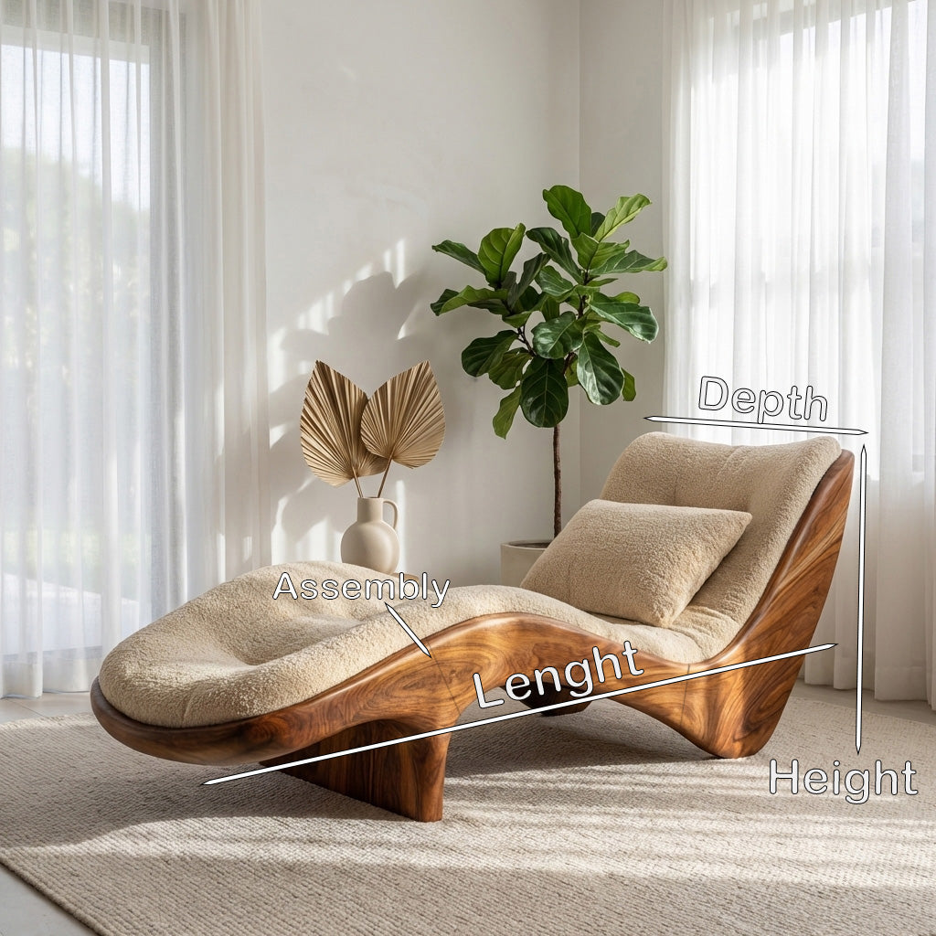 Organic Modern Natural Wood Lounge Chair For Reading Nook