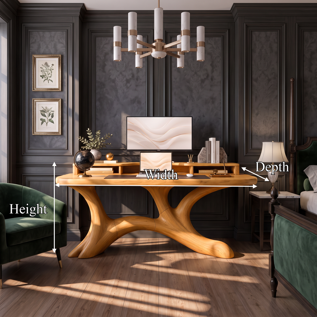 Scandinavian Corner Desk With Raised Monitor Stand For Home Office