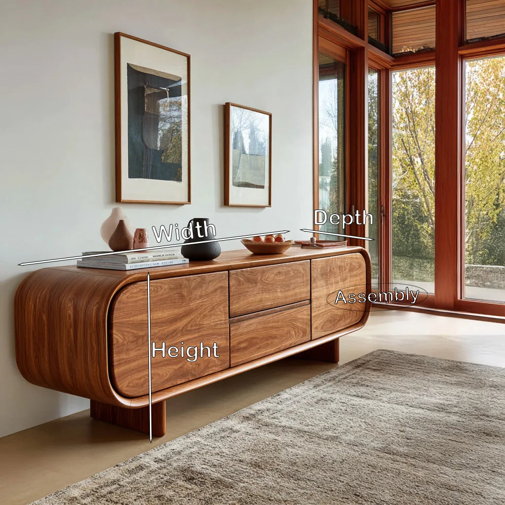 Modern Curved Storage Sideboard For Family Room