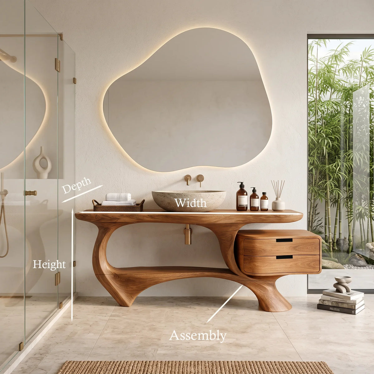 Minimal Bathroom Vanity Sculptural Loop Cabinet For Luxury Homes