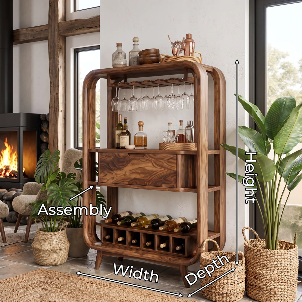 Handcrafted Organic Modern Home Bar Cabinet Tropical Retreat