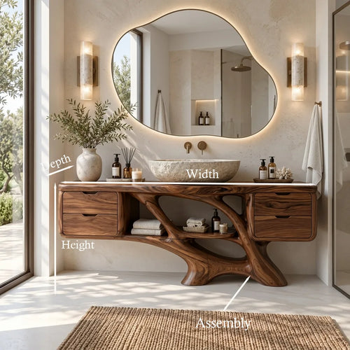 Contemporary Bathroom Vanity Flowing Base With Drawer For Luxury Homes