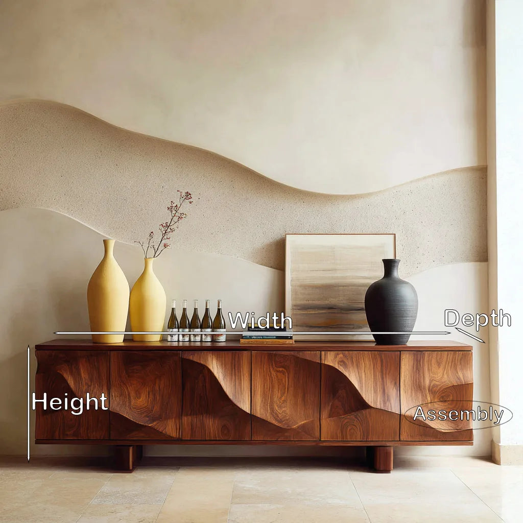 Modern Flowing Carved Sideboard For Living Room