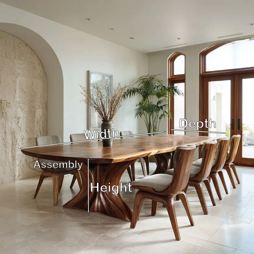 Luxury Natural Wood Dining Table Double Pedestal For Dining Room