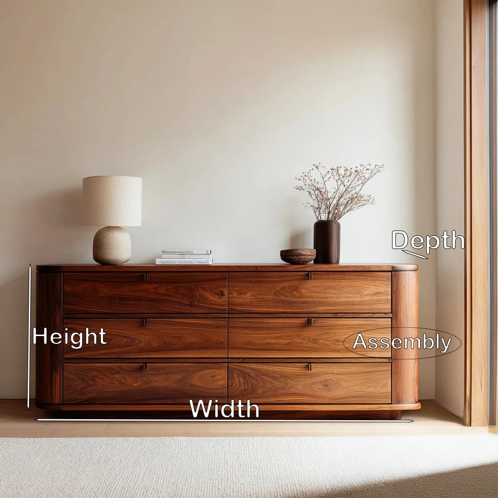 Contemporary Curved Six Drawer Dresser For Bedroom
