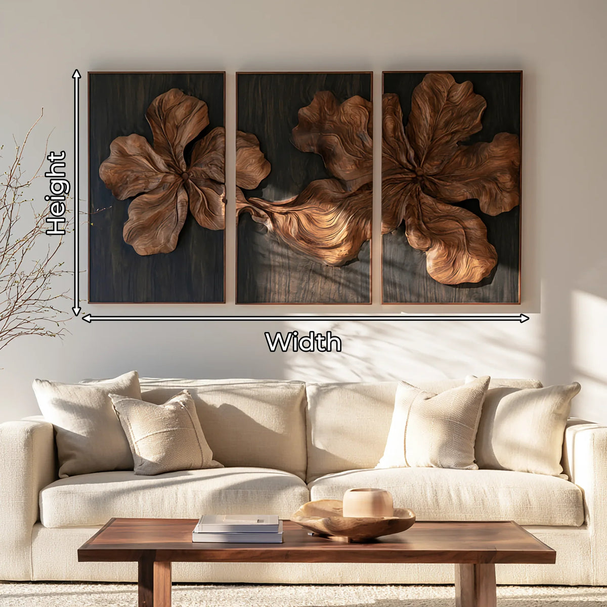 Handcrafted Floral Relief 3D Wall Decor Living Room