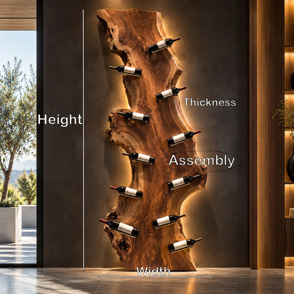 Contemporary Live Edge Wine Rack For Wine Cellar