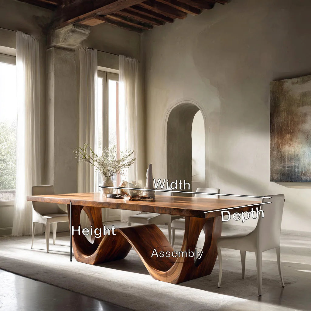 Modern Wood Dining Table Curved Base For Dining Room