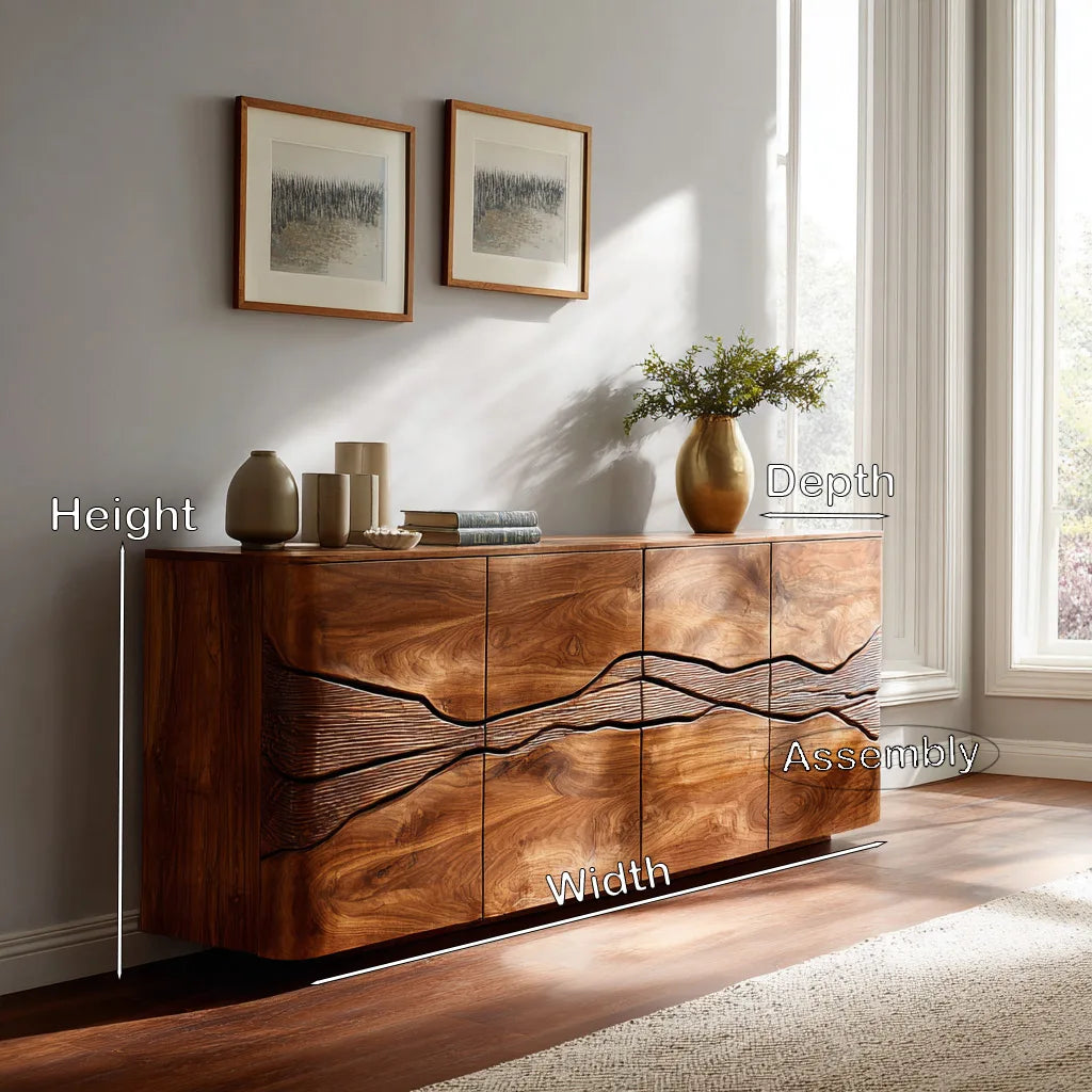 Modern Landscape Carved Sideboard For Dining Area