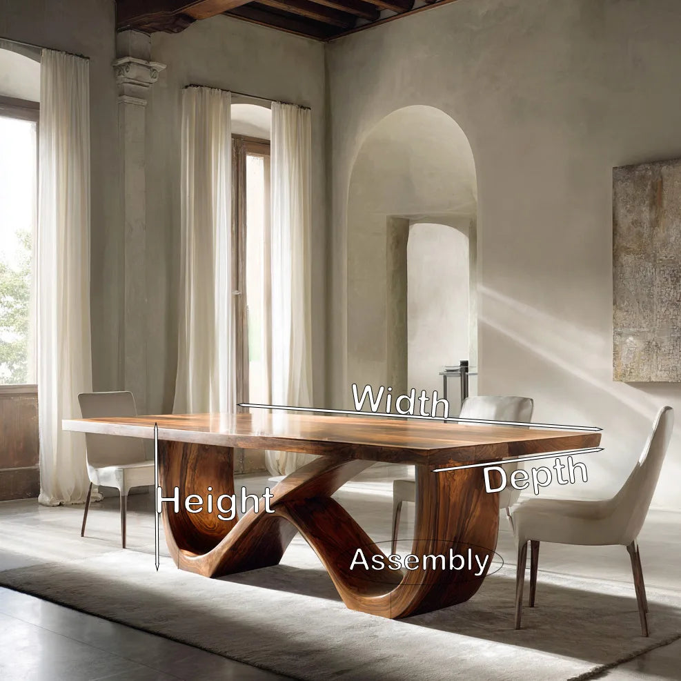 Luxury Wooden Dining Table Infinity Base For Dining Room