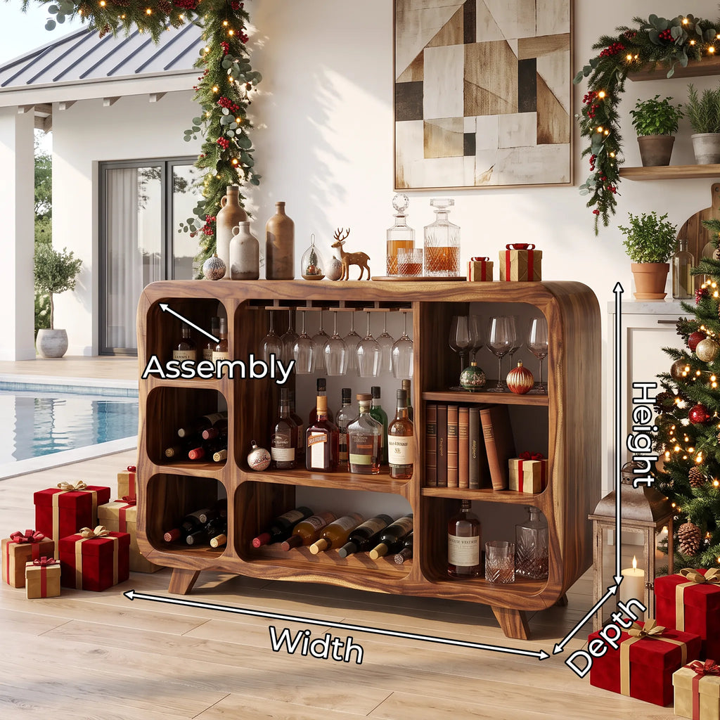 Organic Modern Christmas Wine Cabinet Poolside Living Room