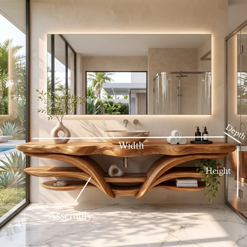Organic Modern Floating Bathroom Vanity Branch Shelves For Luxury Bathroom