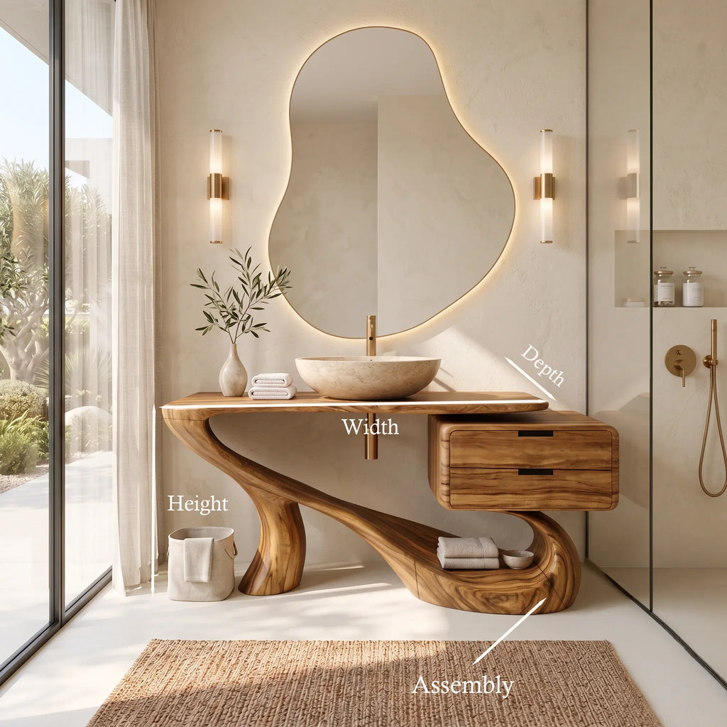 Modern Bathroom Vanity Sculptural Curve With Drawer For Primary Suite